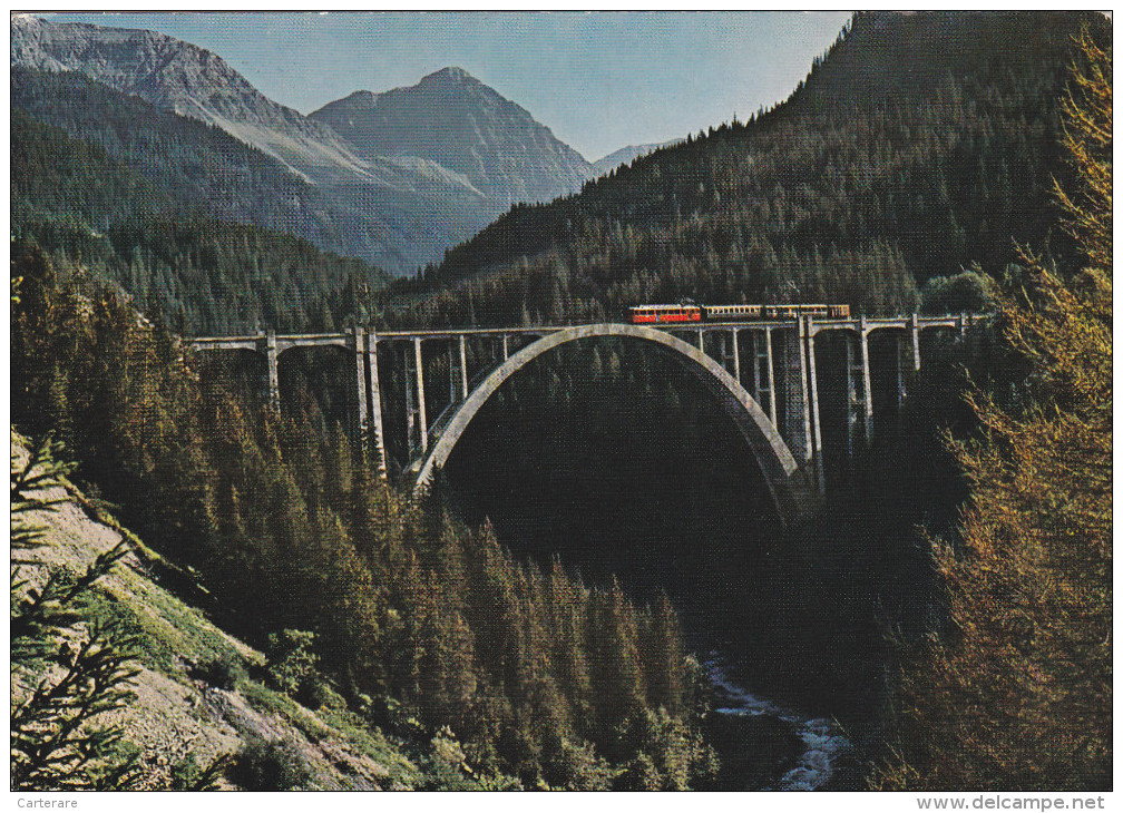 SUISSE,SCHWEIZ,SVIZZERA,SWITZERLAND,HELVETIA,SWISS ,GRISONS,VIADUC LANGWIES,PONT FERROVIAIRE,CHEMIN DE FER Rhetique,TRAI - Langwies