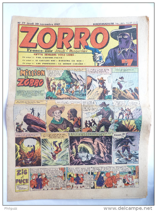 PERIODIQUE ZORRO N°77 - JEUDI MAGAZINE - 1947 - Zorro