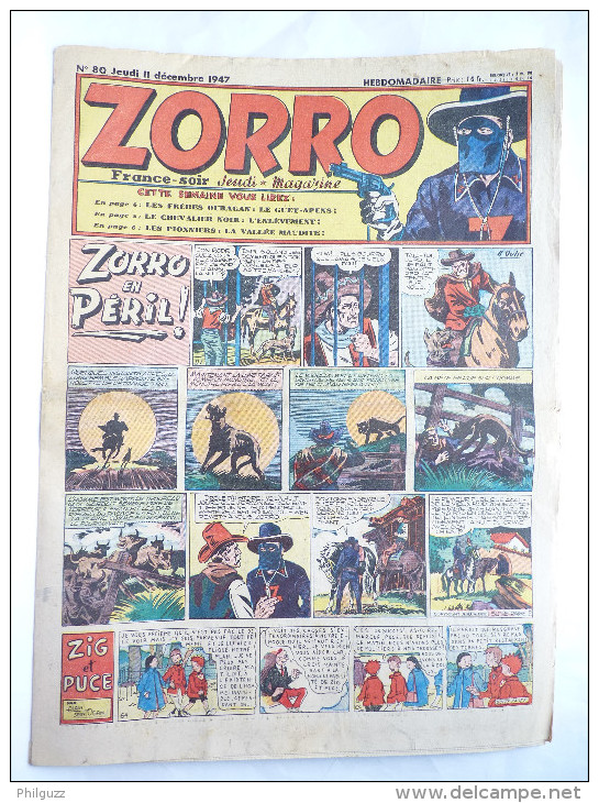 PERIODIQUE ZORRO N°80 - JEUDI MAGAZINE - 1947 - Zorro