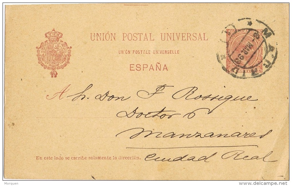 9058. Entero Postal MADRID 1898 A Ciudad Real - 1850-1931