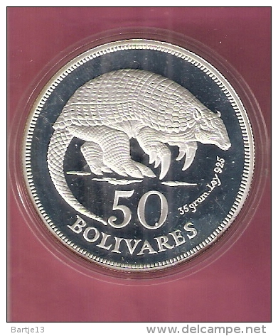 VENEZUELA 50 BOLIVARES 1975 WWF AG PROOF GIANT ARMADILLO - Venezuela