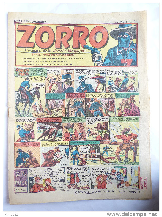 PERIODIQUE ZORRO N°94 - JEUDI MAGAZINE - 1948 - Zorro