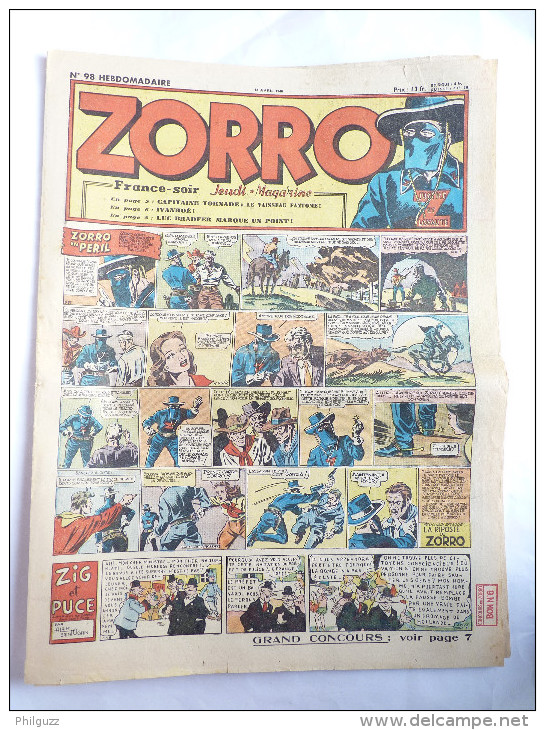 PERIODIQUE ZORRO N°98 - JEUDI MAGAZINE - 1948 - Zorro