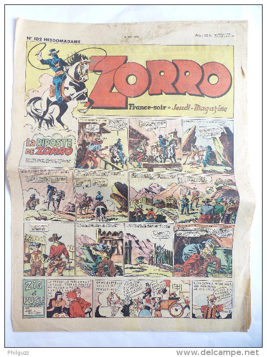 PERIODIQUE ZORRO N°102 - JEUDI MAGAZINE - 1948 - Zorro