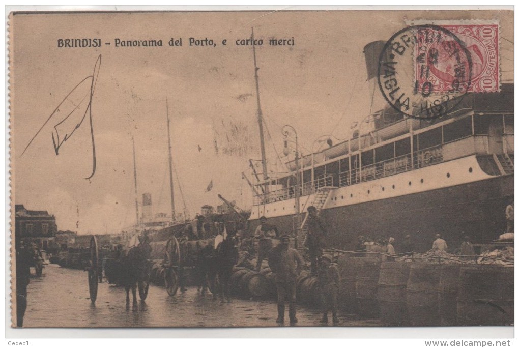 BRINDISI  PANORAMA DEL PORTOO E CARICO MERCI - Brindisi