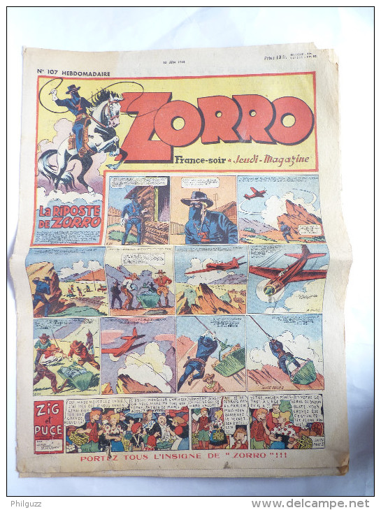 PERIODIQUE ZORRO N°107 - JEUDI MAGAZINE - 1948 - Zorro