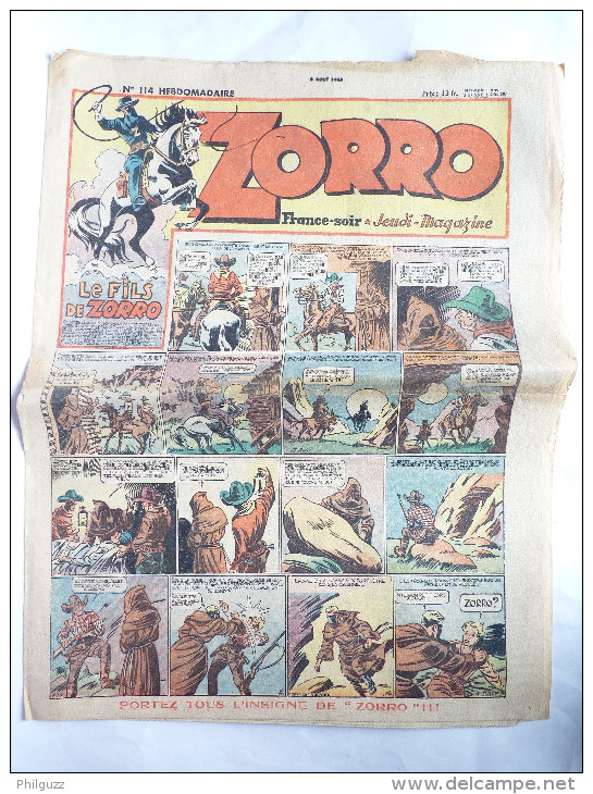 PERIODIQUE ZORRO N°114 - JEUDI MAGAZINE - 1948 - Zorro