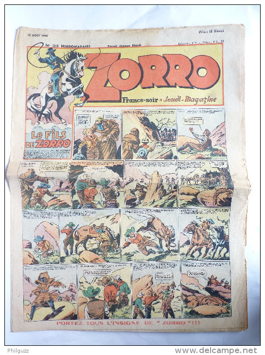 PERIODIQUE ZORRO N°115 - JEUDI MAGAZINE - 1948 - Zorro