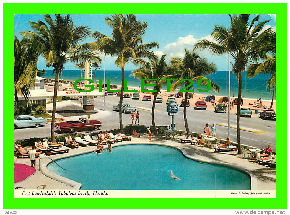 FORT LAUDERDALE, FL - VIEW OF THE ATLANTIC BOULEVARD - BEACH ANIMATED WITH OLD CARS - - Fort Lauderdale