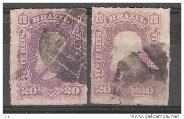 BRAZIL / Brasil Brésil , 1878, Yvert N° 38 ,2 Nuances 20 R Violet & Lilas , Obl TB - Used Stamps