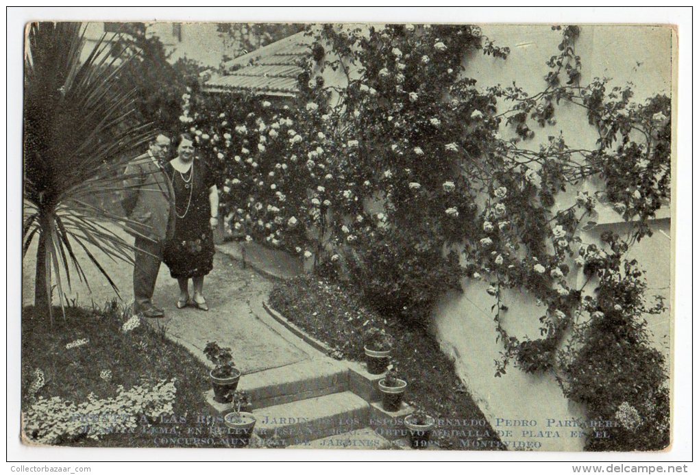 Ca 1900 Uruguay City Garden Contest Montevideo Concurso Jardines 1928  Roses  Vintage Original Postcard Cpa Ak (W4_119) - Uruguay