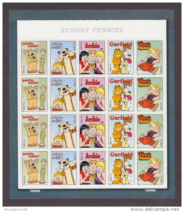 USA 2010 Sunday Funnies Pane Of 20 $8.80 MNH SC 4467-71sp YV BF4289 MI B4625-30 SG MS5055-59 - Feuilles Complètes