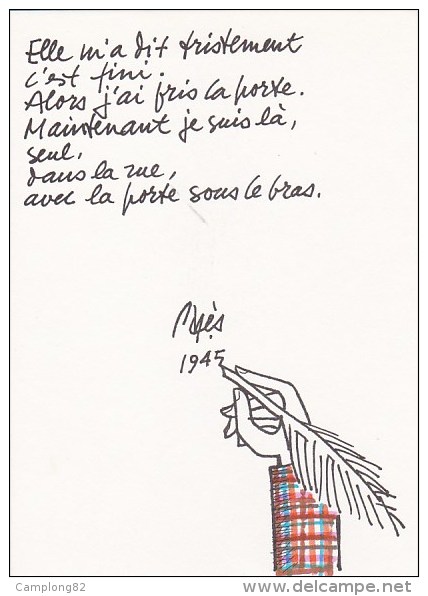 Scan5 : Illustration Par R.PAGES D'un Poème Extrait De "Plume à Desseins" 1978 (107/250) Courrier De R.Pagès 1987 - Pages