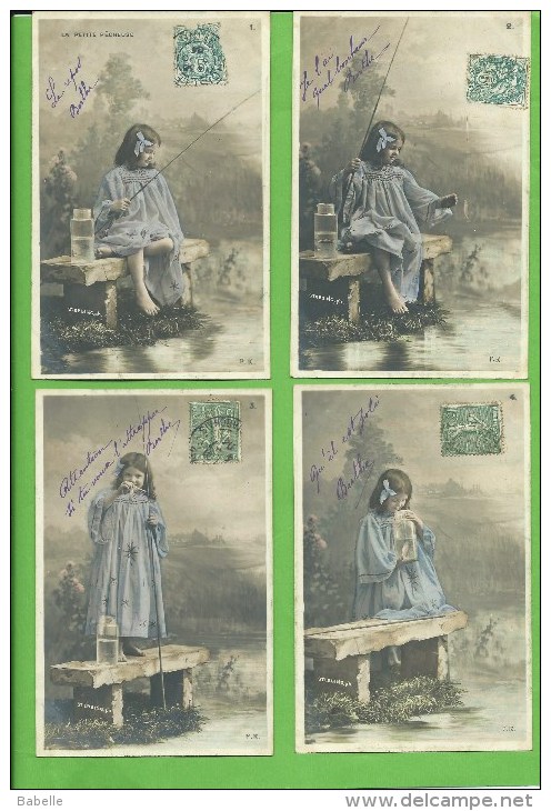 Série De 5 Cartes 1900 " LA PETITE PECHEUSE " - Collections, Lots & Séries