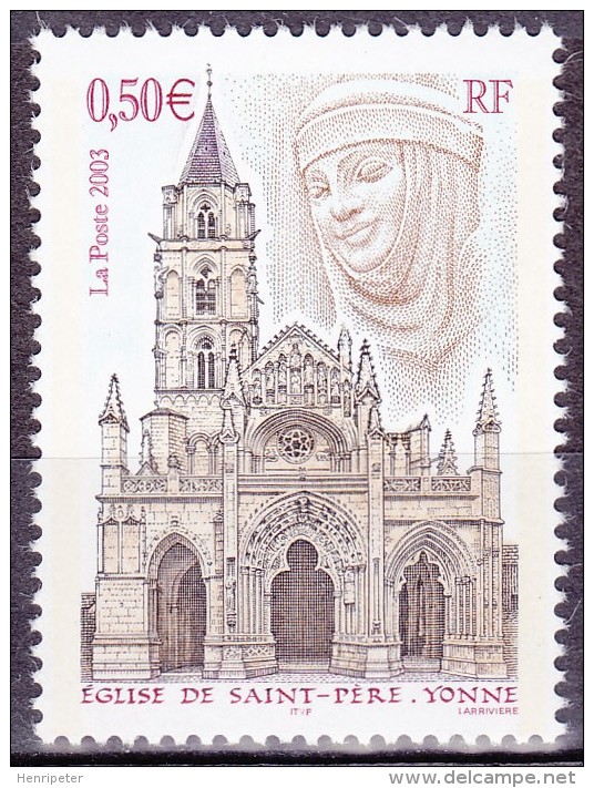 Timbre-poste Neuf** - Église De Saint-Père (Yonne) - 3586 (Yvert) - France 2003 - Unused Stamps