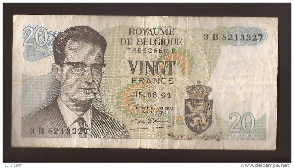 België Belgique Belgium 15 06 1964 20 Francs Atomium Baudouin. 3 B 8213327 - 20 Franchi