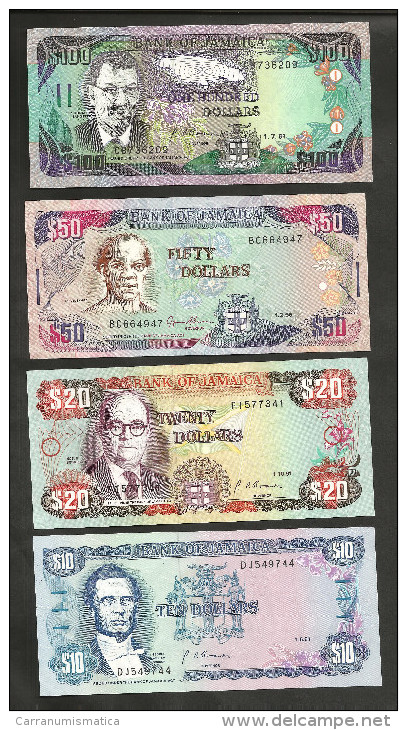 [NC] JAMAICA - BANK Of JAMAICA - 10 / 20 / 50 / 100 DOLLARS - LOT Of 4 DIFFERENT BANKNOTES - Jamaique