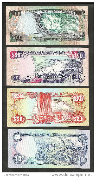 [NC] JAMAICA - BANK Of JAMAICA - 10 / 20 / 50 / 100 DOLLARS - LOT Of 4 DIFFERENT BANKNOTES - Jamaica