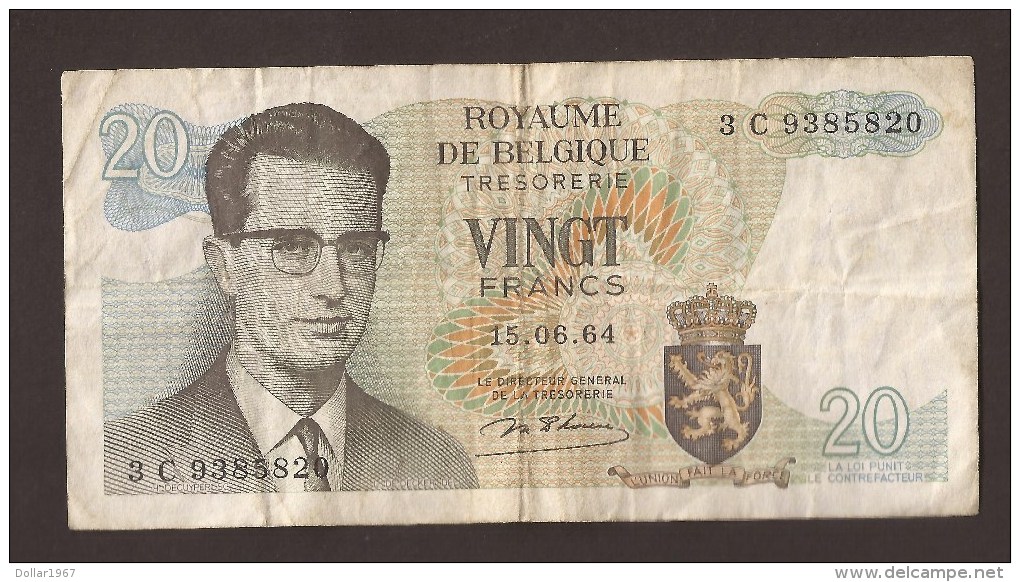 België Belgique Belgium 15 06 1964 20 Francs Atomium Baudouin. 3 C 9385820 - 20 Franchi