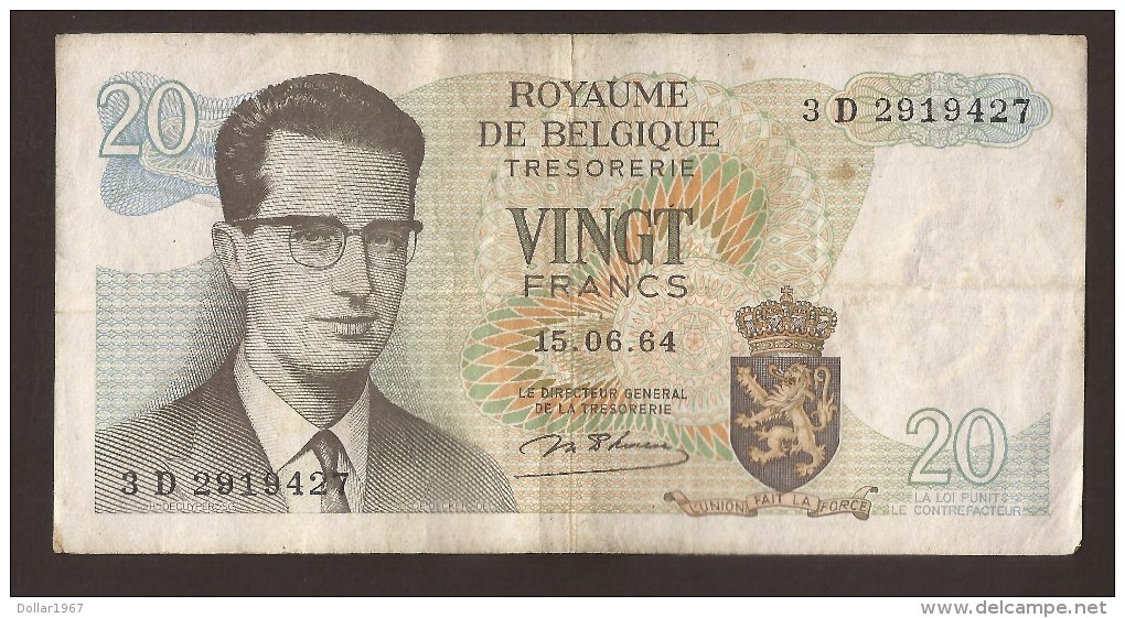 België Belgique Belgium 15 06 1964 20 Francs Atomium Baudouin. 3 D 2919427 - 20 Francos