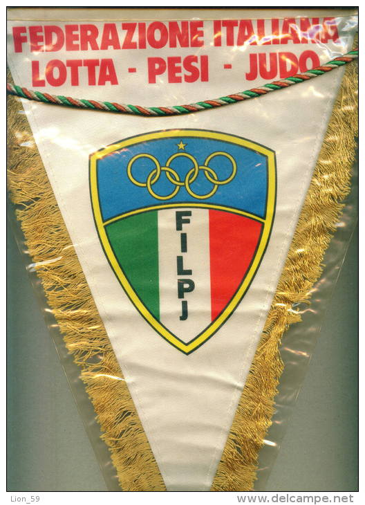 W202 / SPORT  Federazione Italiana Lotta Pesi Judo  24 X 32.5 Cm. Wimpel Fanion Flag  Italia Italy Italie Italien Italie - Autres & Non Classés