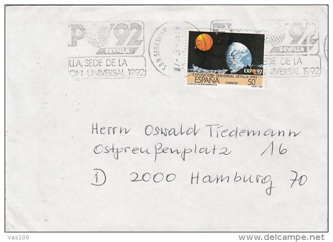 STAMPS ON COVER, NICE FRANKING, 1992, SPAIN - Storia Postale