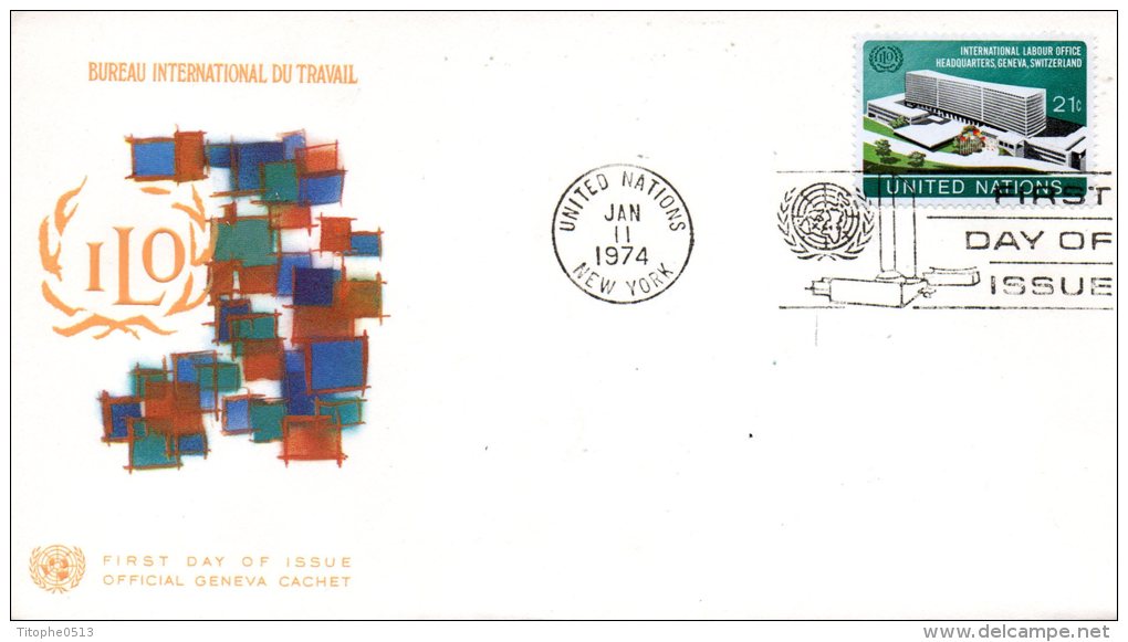 ONU New-York. N°238 Sur Enveloppe 1er Jour (FDC) De 1974. Bureau International Du Travail. - ILO