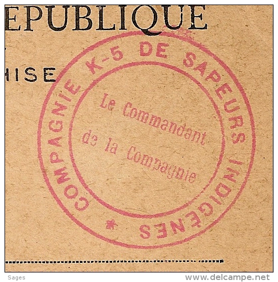 HOURDAIN, Pas De Calais, COMPAGNIE K-5 DE SAPEURS INDIGENES Sur CP En FM. LUXE ! - Guerre De 1914-18