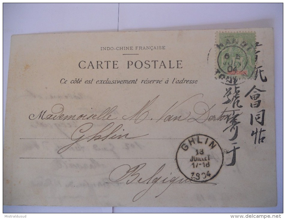 Indochine Carte De Hanoi 1904 Pour Ghlin - Lettres & Documents