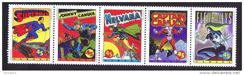 1995  Comic Book Superheroes  Scott 1583a MNH Strip Of 5 - Unused Stamps