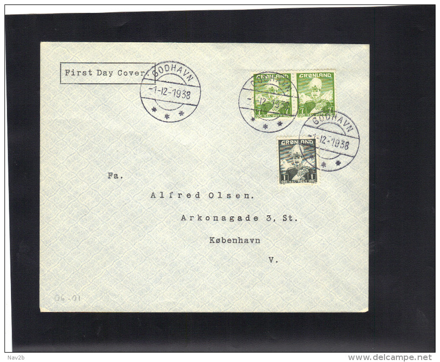 Groenland , FDC  , 1° Jour D'ouverture Du Bureau De Godhavn . 1 / 12 / 1938 . - Otros & Sin Clasificación