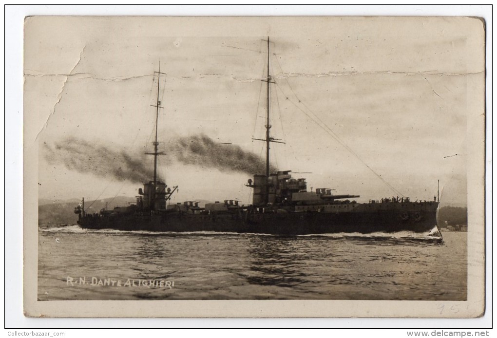 Italy R. N Dante Alighieri Warship  Circulated By Onboard Military Photo  Cartolina Original Postcard Cpa Ak (W4_144) - Guerre