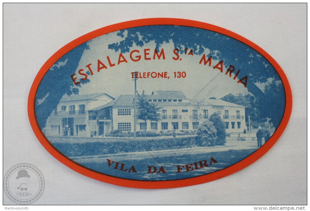 Hotel Estalagem Sta Maria, Vila Da Feira - Portugal - Original Hotel Luggage Label - Sticker - Hotel Labels