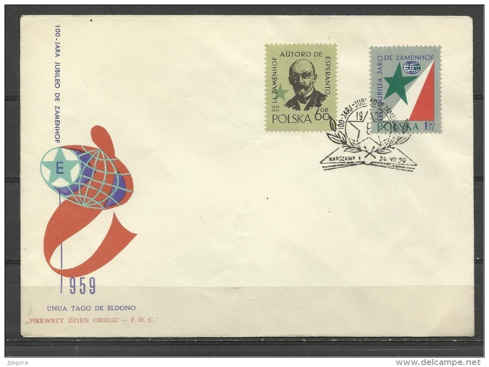 ESPERANTO ZAMENHOF  POLAND POLEN POLOGNE 1959 MI 1111 1112 FDC JUDAICA - Esperanto