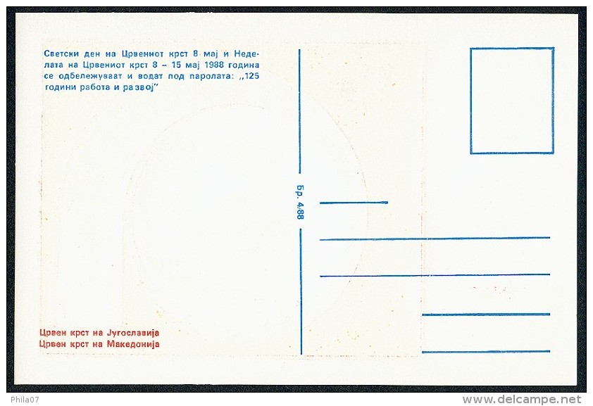 Yugoslavia 1988. Maximum Card 'Red Cross, Stamp Nominal 4 Din.' Card '125 Years Of Work And Development' - Maximumkaarten