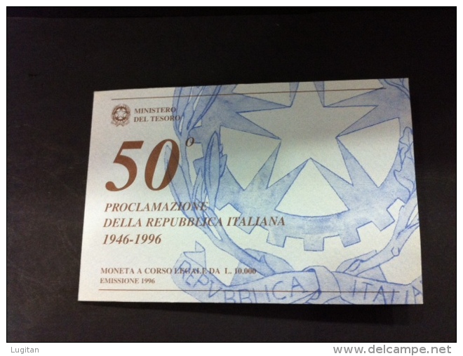 ITALIA - 1996 - 10.000 Lire 50° Proclamazione Della Repubblica Italiana - Costituzione   - VERSIONE FDC - Tiratura 38.44 - Herdenking