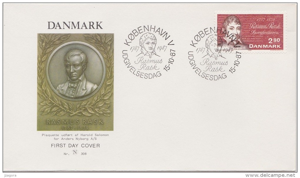 PHILOLOGY - LINGUISTIC LINGUISTIQUE Linguistisch - RASMUS RASK - DENMARK DANMARK DÄNEMARK 1987 FDC MI 903 - Otros & Sin Clasificación