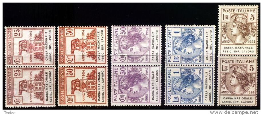 ITALIA  - ITALY - REGNO - PARASTATALI CASSA NAZIONALE ASSIC. INF. LAVORO - "O" Rotta 50c, 5L  - **MNH - 1924 - Franchise