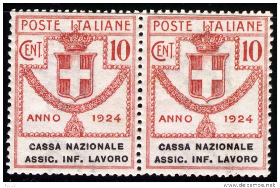 ITALIA  - ITALY - REGNO - PARASTATALI CASSA NAZIONALE ASSIC. INF. LAVORO - "O" Rotta 50c, 5L  - **MNH - 1924 - Franchise