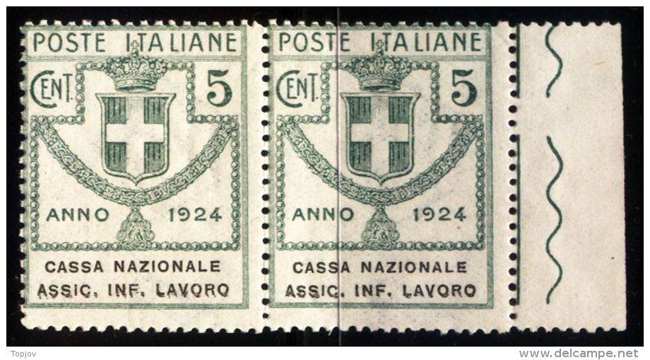 ITALIA  - ITALY - REGNO - PARASTATALI CASSA NAZIONALE ASSIC. INF. LAVORO - "O" Rotta 50c, 5L  - **MNH - 1924 - Franchise