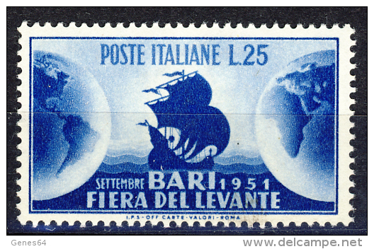 Fiera Del Levante A Bari - 1951 - 25 Lire Azzurro (Sassone 670MG) MNH** - 1946-60: Nuovi