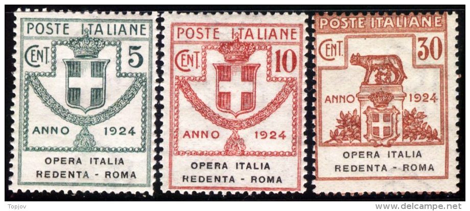 ITALIA  - ITALY - REGNO - PARASTATALI  OPERA ITALIA REDENTA  ROMA - "R" Rotta  5, 10 C  - **MNH - 1924 - Franchise