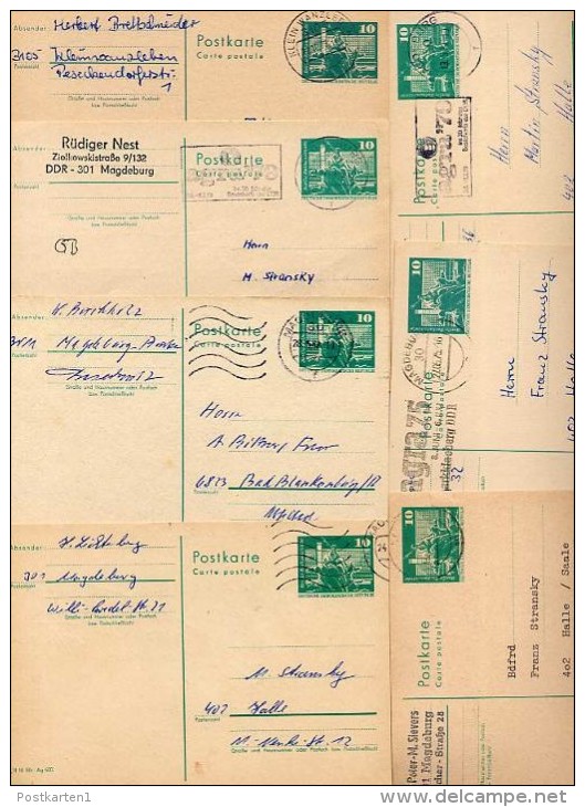 DDR  P79  7 Postkarten PLZ 30-3105  1975-82  Kat. 9,80 € - Postcards - Used