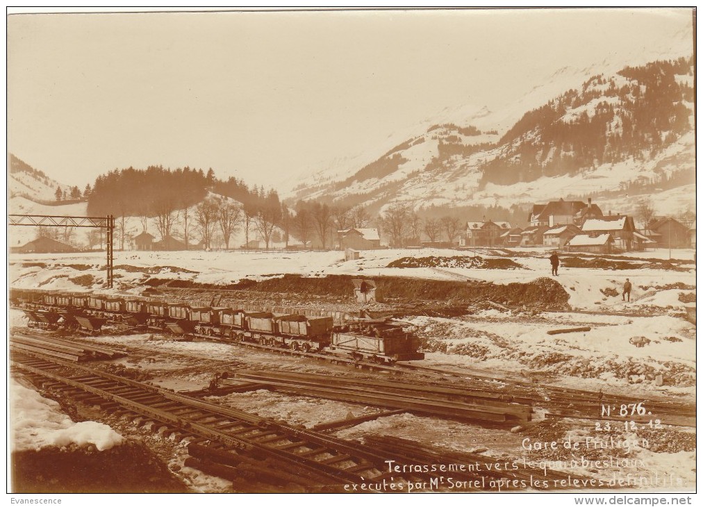 CONSTRUCTION DE LA LIGNE DU  LOTSCHBERG /  GARE DE FRUTIGEN / TERRASEMENT EXECUTES PAR MR SORREL   ////  REF N° 441 - Frutigen