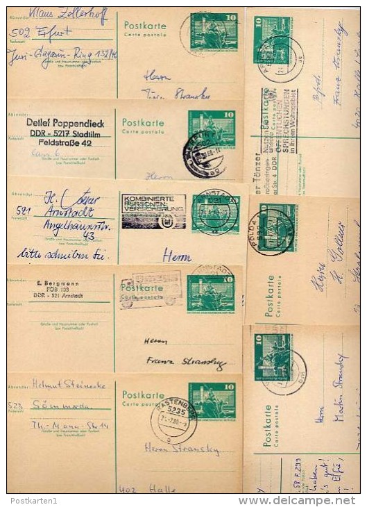 DDR  P79  8 Postkarten PLZ 502-532  1974-82  Kat. 11,20 € - Postcards - Used