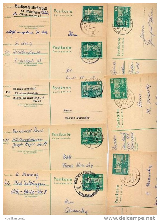 DDR  P79  8 Postkarten PLZ 61-6405  1975-80  Kat. 11,20 € - Postcards - Used