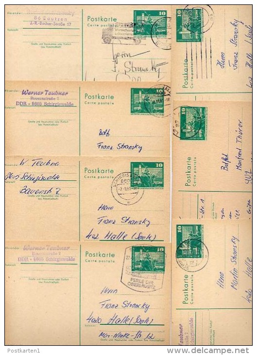 DDR  P79  7 Postkarten PLZ 86-88  1975-81  Kat. 9,80 € - Postcards - Used