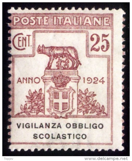 ITALIA  - ITALY - REGNO - PARASTATALI VIGILANZA OBBLIGO SCOLASTICO  - *MLH - 1924 - Franchigia