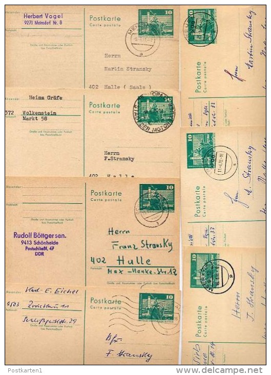 DDR  P79  7 Postkarten PLZ 9271-9708  1975-80  Kat. 9,80 € - Postcards - Used