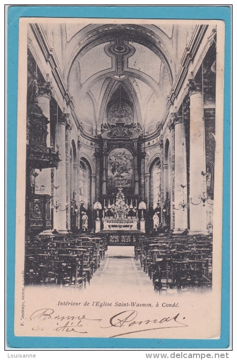 14 /  6 / 41  - INTÉRIEUR  DE  L'ÉGLISE   SAINT-WASNON, À  CONDÉ - Conde Sur Escaut